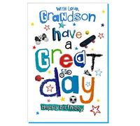 Grandson Birthday Card - Gaming, Bike, Skate Board - SIMON ELVIN 7.5" x 5.25" (27911)