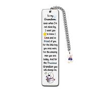 Grandson Bookmarks Birthday Gift Men Christmas Encouragement Bookmark Teens Graduation Distance Farewell Back to School Present Appreciate Reminder Go to University Miss You Keepsakes Cute Bear