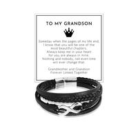 Grandson Bracelet from Grandma Leather Stainless Steel Braided Bracelet Inspirational Birthday Gifts for Grandson, L, 皮革, no gemstone