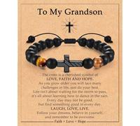 Grandson Bracelet Gifts from Grandma, To My Grandson Cross Bracelet for Boys Men Teen Teenage 8-10-12-14-16-18 Year Old Boy Birthday Christmas Valentines Day Easter Baptism Graduation Christian Gifts