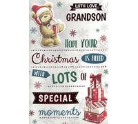 Grandson Christmas Card Large with 8 Page Insert - Cute Bear & Presents Design - Festive Xmas Greeting Card with Special Verse - With Love Grandson