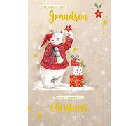 Grandson Christmas Card Modern Cute Polar Bear Gifts 7.5" x 5" Lovely Verse