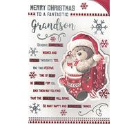 GRANDSON CHRISTMAS CARD. TRADITIONAL XMAS DESIGN. 9 X 6 INCHES