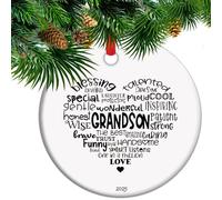 Grandson Christmas Ornament 2025, Ceramic Decor, Gift for Grandson from Grandfather, Sentimental Gift from Grandmother