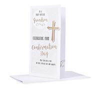 Grandson Confirmation Day Card - Gold Foil Cross 8.75x4"