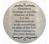 Grandson Courage is Not The Absence Metal Tin Sign Rustic Wreath Sign Farmhouse Wall Plaque Home Decor for Living Room, Bedroom, Porch 12"x12"