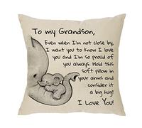 Grandson Gift From Nana Grandpa Grandma - Even When I'm Not Close by I Want You to Know I Love You and I Am So Proud of You-Reminder Gift for Men Teens Boys Throw Pillow Cover Pillowcase (Grandson)