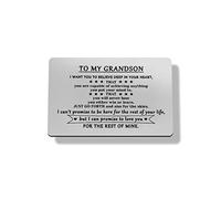 Grandson Gift Wallet Card Insert from Grandma Grandpa To My Grandson Gifts from Grandparents Inspirational Engraved Metal Wallet Card from Grandmother Grandfather Birthday Graduation present