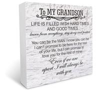 Grandson Gift Wooden Box Sign, Even If We are Apart I Will Always Be with You, Wood Plaque Table Art Sign 7x7inch, Gift for Grandson Leaving Home, Grandson Graduation Gift