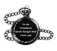 Grandson Gifts,Birthday Best Unique Meaningful Cool Sentimental Funny Unique personalized Cozy Christmas Valentines Day Ideas Basket Small Gifts for Grandson from Grandma Grandparents Pocket Watch