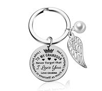 Grandson Gifts from Grandma Inspirational Keychain Never Forget I Love You Graduation Gifts for Grandson (Never Forget), Silver, Medium