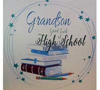 Grandson Good Luck at High School Handmade Card books