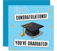 Grandson Graduation Card - Congratulations Graduated - Happy Graduation Card for Grandson from Grandad Nanny, 145mm Congratulations Graduated Bday Greeting Cards