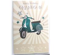 Grandson Green Scooter Moped Birthday Card