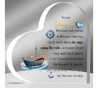 Grandson Inspirational Birthday Gifts Acrylic Plaques My Boy Graduation Gift Men Christmas Appreciate Cute Heart Signs for Him Best Go to University Encourage Souvenirs From Grandad Grandma