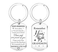 Grandson Keychain Gifts for Grandson Keychain - Remember I Love You Grandson Gifts, Ideal Grandson Birthday Present from Grandad Grandma