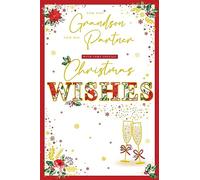 Grandson & Partner Christmas Card Modern Champagne 9" x 6" Lovely Verse