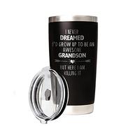 Grandson Travel Tumbler 20Oz I Never Dreamed I'd Grow Up To Be A AWESOME Grandson But Here I Am Killing It! Funny Cool Travel Tumbler Gift for family and friends,Christmas Stainless Steel Tumbler cup