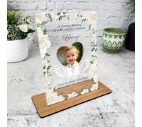Grandson White Heart Photo Memorial Keepsake Gift Personalised Gift Plaque - Acrylic Plaque, Personalised Memorial Present Gift