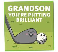 Grandson You're Putting Brilliant, Golf Themed Birthday Card for Grandson, Fun Golfing Birthday Card for Men, Golfer Birthday Card