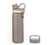 GRANDTIES 2 Lids Sports Stainless Steel Water Bottles - Wide Mouth Vacuum Insulated Reusable Leak Proof BPA-Free Travel Metal Canteen, Thermos Bottles for Men Women Gym (Caffe Latte 24 oz)