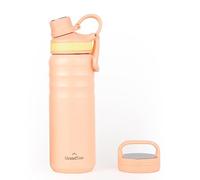 GRANDTIES 2 Lids Sports Stainless Steel Water Bottles - Wide Mouth Vacuum Insulated Reusable Leak Proof BPA-Free Travel Metal Canteen, Thermos Bottles for Men Women Gym (Rose Salt 24 oz)