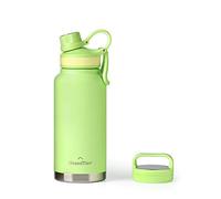 GRANDTIES 2 Lids Sports Stainless Steel Water Bottles - Wide Mouth Vacuum Insulated Reusable Leak Proof BPA-Free Travel Metal Canteen, Thermal Bottles for Men Women Gym (Fresh Mint 32 oz)