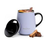 Grandties Insulated Coffee Mug with Handle, Sliding Lid for Splashproof 16 Ounce, Shape Thermos Mug with Double Wall Vacuum Stainless Steel, Keeps Drinks Hot & Cold - Sanctuary