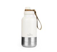 GrandTies Insulated Portable Dog Water Bottle with 2 Detachable Dog Water Bowl Dispenser | Leak-Proof Dog Food Travel Container | Dog Accessories for Dogs Walking, Hiking, Camping (32oz, Ivory White)