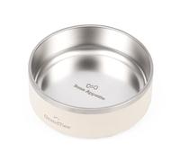 GrandTies Stainless Steel Engraved Pet Bowl | Reusable BPA-Free Insulated Cat & Dog Bowls | Large Heavy Duty Non Skid Spill Proof Dog Bowl | Outdoor Dog Water Bowl (18oz, Ivory White)