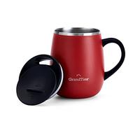 GRANDTIES Thermal Coffee Mug with Handle - Sliding Lid for Splash Guard 480 ml Coffee to Go Mug Coffee Mug to Go Double Wall Stainless Steel Keeps Drinks Warm and Cold - Cranberry
