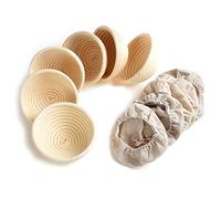grandtobuy Pack 6pcs 13cm Small Round Bannetons Brotforms Bread Proofing Basket Proving Basket Sour Dough Proofing