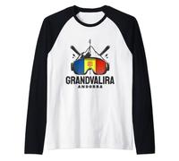Grandvalira Andorra Ski Resort Retro Skiing Raglan Baseball Tee