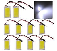 GrandviewTM 10PCS White COB 18SMD LED Panel Dome Light Auto Car Interior Reading Plate Light Roof Ceiling Interior Wired Lamp + T10 Adapter + BA9S Adapter + Festoon Adapter DC12V (40mmx20mm)