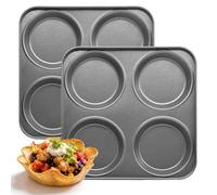 GRANDWISH 4 Cup Yorkshire Pudding Muffin Pan Trays | 10.2cm cup, carbon steel, nonstick. 2 Pack. For Yorkshire puddings, muffin tops