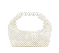Grandxii Pearl Clutch Purse for Women Evening Bag Women Handbag Summer Beach Woven Purse, White