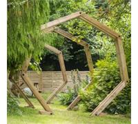 Grange Fencing Hexagonal Wooden Garden Pergola 233.4 X 239.5 X 27Cm Eastern Moon Gate Pressure Treated Timber Outdoor Walkway Path