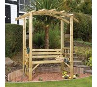 Grange Fencing Romano Contemporary Outdoor Garden Wooden Arbour 192.3 X 180 X 87Cm Decorative Trellis Sides Pressure Treated Timber With Seat