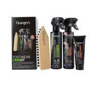 Grangers Footwear Care Kit (Black, 4Pc) - Cleaner, Repel Plus, Odour Eliminator & Brush