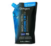 Grangers Wash + Repel Clothing 2 in 1 | Eco Pouch | 1 Litre | Powerful Cleaning Combined with Durable Waterproofing for all Outdoor Clothing