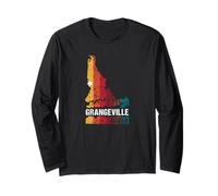 Grangeville Idaho Retro State Map Novelty Vacation Souvenir Long Sleeve T-Shirt