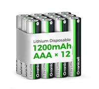 Granicell Lithium AAA Battery, 1.5V, 1200mAh Lithium AAA Batteries, High-Capacity Batteries, Suitable for Flashlights and Toys, 12-Pack 【Not Rechargeable】