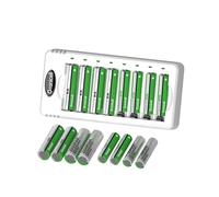 Granicell Rechargeable Batteries with Charger, 8-Bay Smart Battery Charger, LED Display, USB Smart Charging, with 8 AA 2800mAh and 8 AAA 1100mAh High Capacity NiMH Batteries