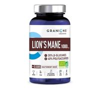 GRANIONS Lions Mane 1000mg - ADAPTOGENE LIONS MANE MUSHROOM ORGANIC - Concentration + Focus + Mood, 30% Beta-Glucans + 40% Polysaccharides - Vegan 90 Capsules - 1 Month