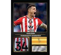 Granit Xhaka Printed Signed Poster - Sunderland AFC & Switzerland Midfielder Tribute Wall Art with Jersey - Premier League Football Memorabilia for Fans & Collectors, A4 Poster Print (297x210mm)