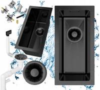 Granitan Black Stainless Steel Undermount Sink Pvd Finish Slim Design Silvo 22 Cm