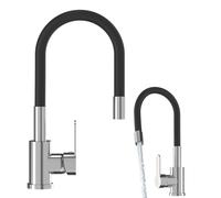 Granitan GRADO tap with swivelling spout - Mixer tap for Kitchen Diameter of 35 mm - Pull-Out with Ceramic Head - Black and Chrom