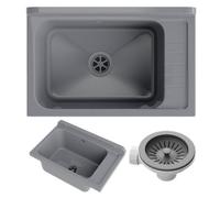 Granitan Granite Utility Sink Monza For Laundry, Boiler Room, Garage Grey With Waste Set