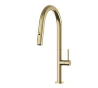 Granitan Livia Kitchen Mixer Tap Brushed Gold, Pull Out Spray Spout, 2 Spray Modes, 360 Swivel
