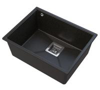 Granitan Napo Undermount Granite Kitchen Sink Black With Gold Flecks 550 X 420mm With Chrome Syphon